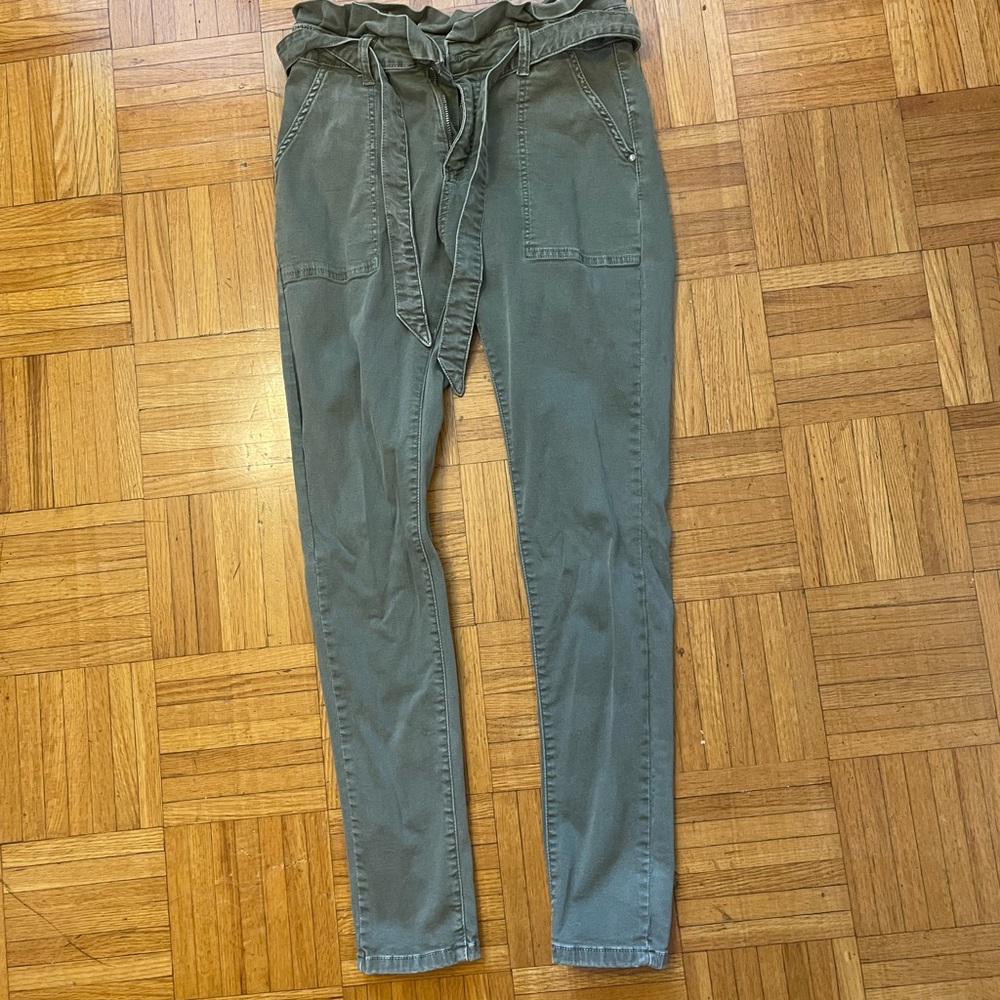 Paper Bag Waist Army green pants